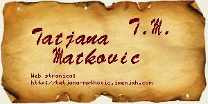 Tatjana Matković vizit kartica